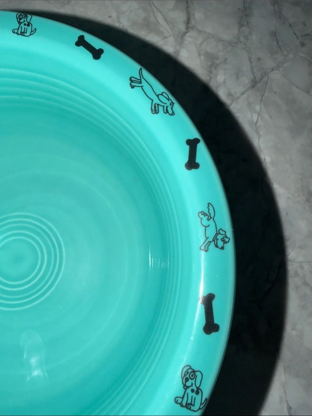 Fiesta Teal Ceramic Pet Bowl with Dog Motifs